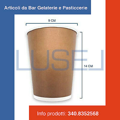 (a15) PZ 50 BICCHIERE 16 OZ (470 ML) TERMICO MARRONE PER CAFFE' CIOCCOLATA